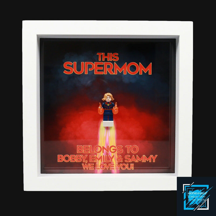 Brickohaulic Personalized Frame Captain Marvel Minifigure Mother, Mom, Wife Gift