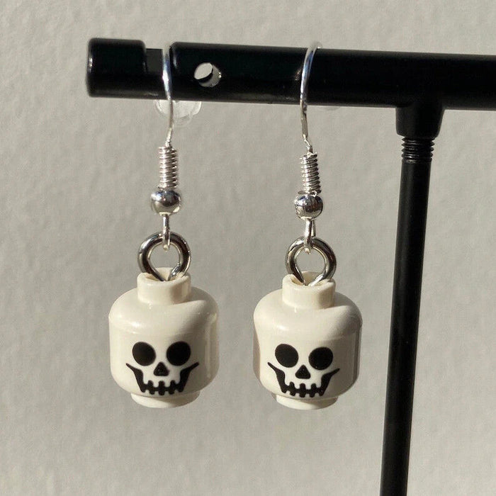 Brickohaulic Skull Dangle Earrings Handmade with LEGO® Bricks Parts