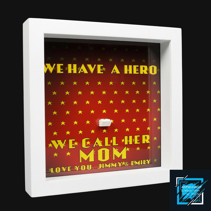 Brickohaulic Personalized Frame Wonder Woman Minifigure Mother, Mom, Wife Gift