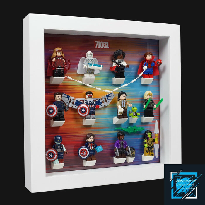 Brickohaulic White Display Frame Case for Marvel Studios Minifigures 71031