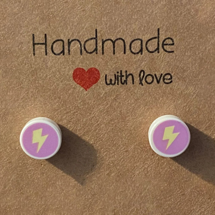 Brickohaulic Lightning Bolt Stud Earrings Handmade with LEGO® Bricks Parts