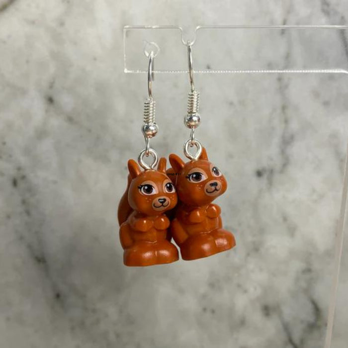 Brickohaulic Squirrel Drop Earrings Handmade with LEGO® Bricks Parts