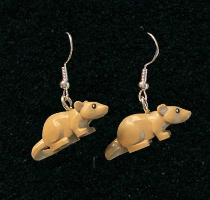 Brickohaulic Rat Dangle Earrings Handmade with LEGO® Bricks Parts