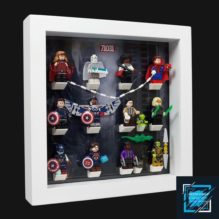 Brickohaulic White Display Frame Case for Marvel Studios Minifigures 71031