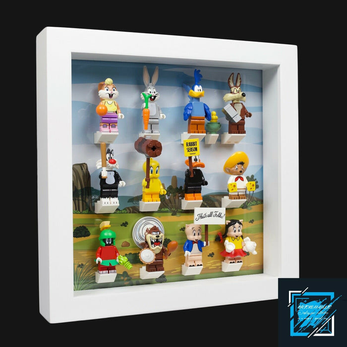 Brickohaulic White Display Frame Case for Looney Tunes Minifigures 71030