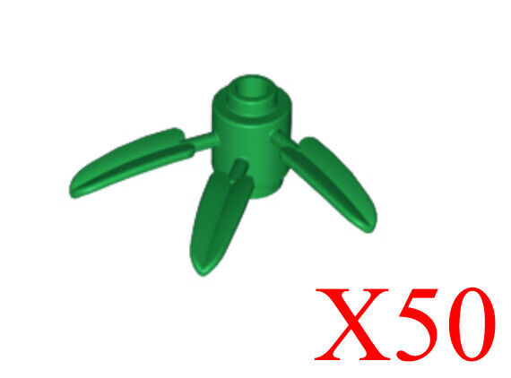 Lego Plant Brick Round 1 x 1 with 3 Bamboo Green Leaves Parts Pieces Lot Of 50