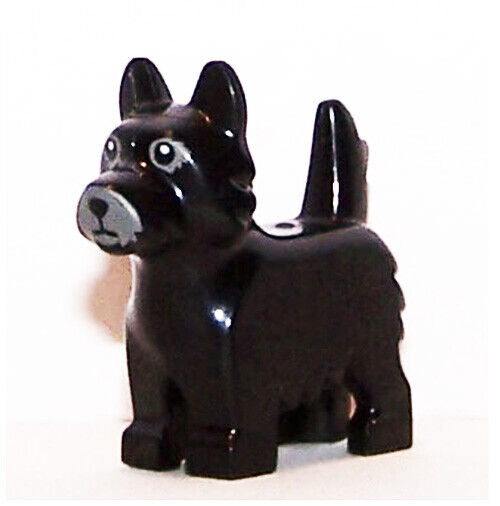 Lego Black Terrier Dog with Nose on Gray Background Pattern Animal Minifigure