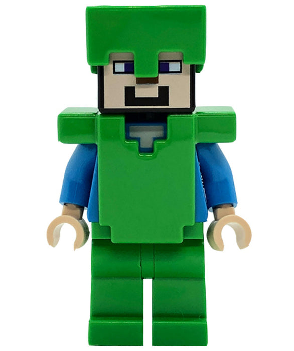 Lego Steve 21243 Bright Green Legs Helmet and Armor Minecraft Minifigure