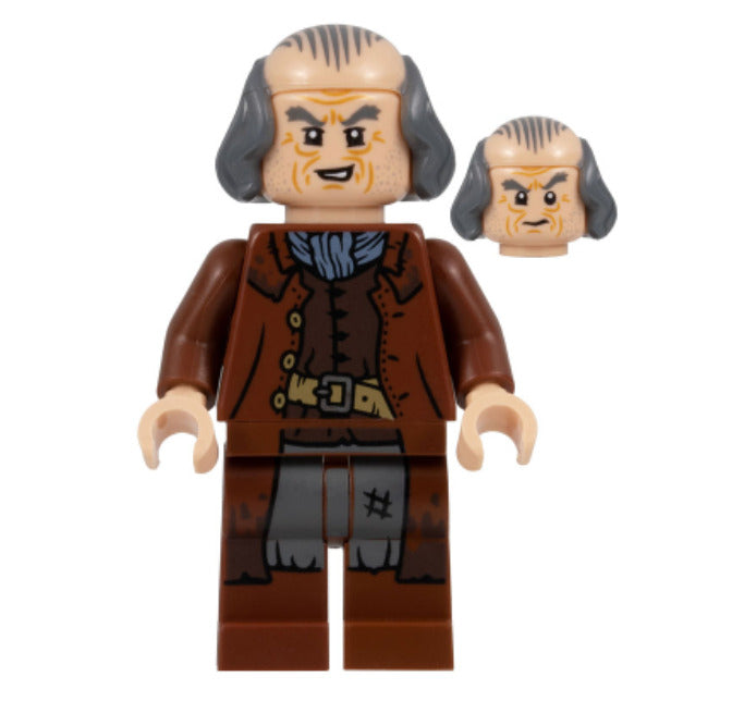 Lego Argus Filch 76402 Bald on Top Reddish Brown Jacket Harry Potter Minifigure