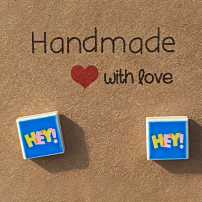 Brickohaulic Hey! Stud Earrings Handmade with LEGO® Bricks Parts