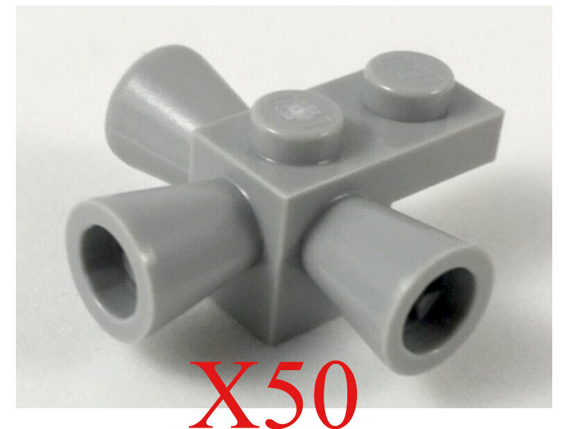 Lego Light Bluish Gray Brick Modified 1 x 1 with 3 Loudspeakers Parts Lot of 50