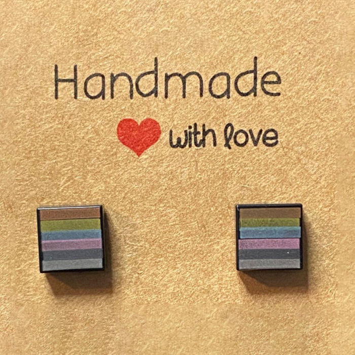 Brickohaulic Metallic Rainbow Stud Earrings Handmade with LEGO® Bricks Parts