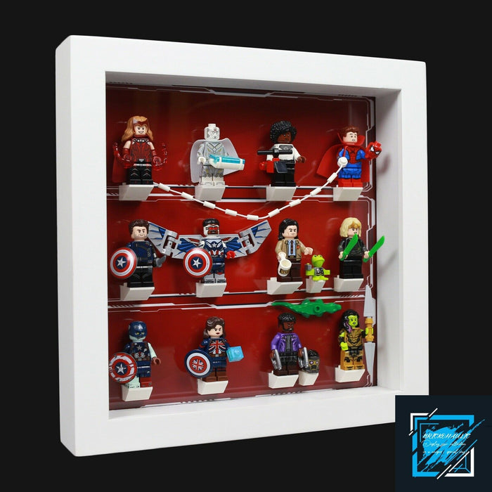 Brickohaulic White Display Frame Case for Marvel Studios Minifigures 71031