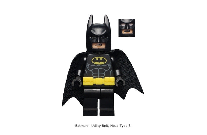 Lego Batman 70912 70908 70923 Utility Belt, Head Type 3 Super Heroes Minifigure