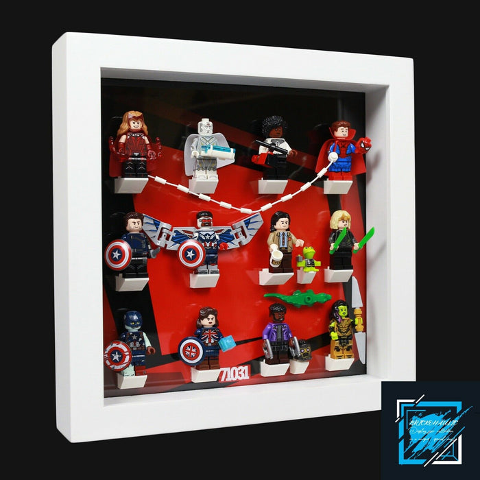 Brickohaulic White Display Frame Case for Marvel Studios Minifigures 71031