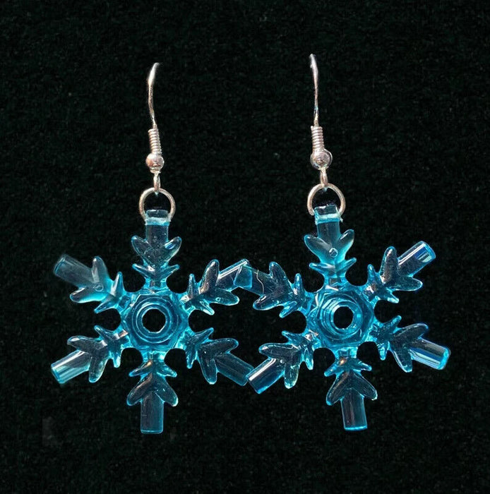 Brickohaulic Snowflake Dangle Earrings Handmade with LEGO® Bricks Parts