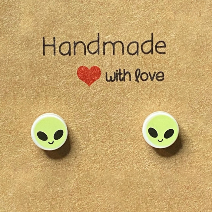 Brickohaulic Alien Stud Earrings Handmade with LEGO® Bricks Parts