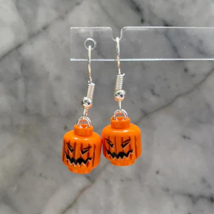 Brickohaulic Pumpkin Head Drop Earrings Handmade with LEGO® Bricks Parts