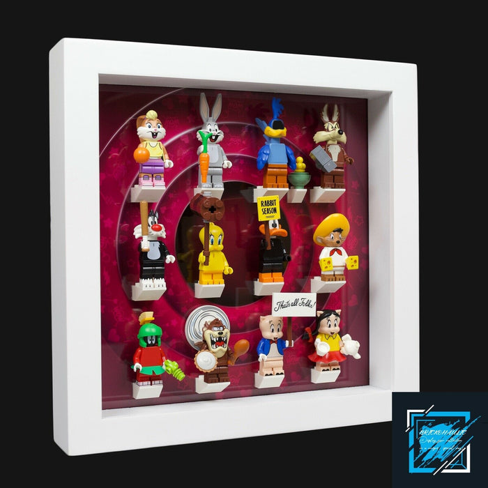 Brickohaulic White Display Frame Case for Looney Tunes Minifigures 71030