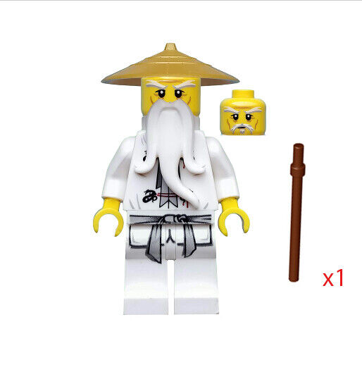 Lego Sensei Wu 9450 70505 Pearl Gold Hat Epic Dragon Battle Ninjago Minifigure