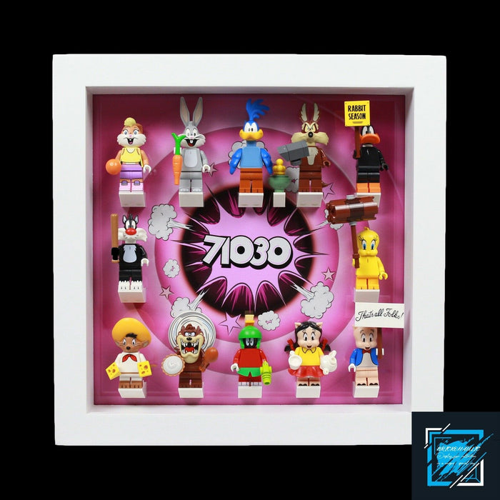 Brickohaulic White Display Frame Case for Looney Tunes Minifigures 71030