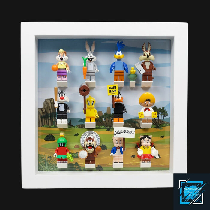 Brickohaulic White Display Frame Case for Looney Tunes Minifigures 71030