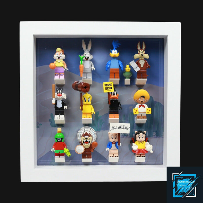 Brickohaulic White Display Frame Case for Looney Tunes Minifigures 71030