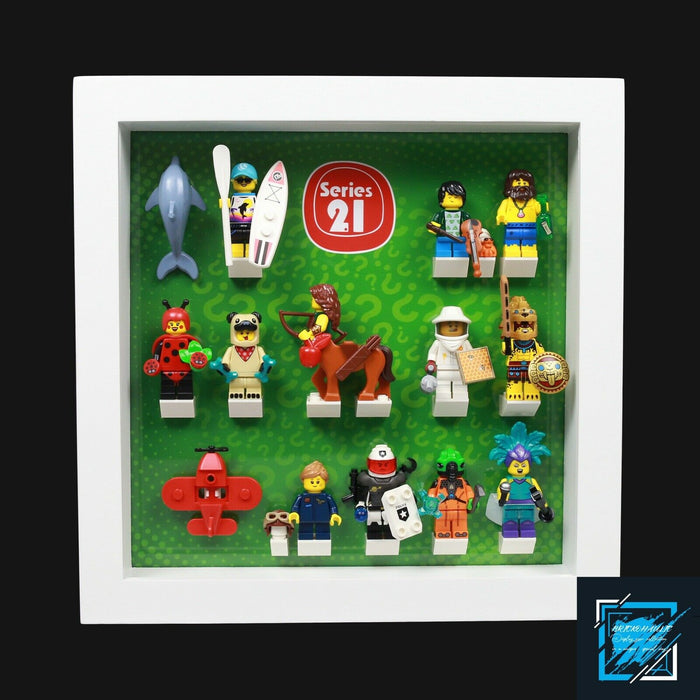 Brickohaulic White Display Frame Case for Series 21 Minifigures 71029