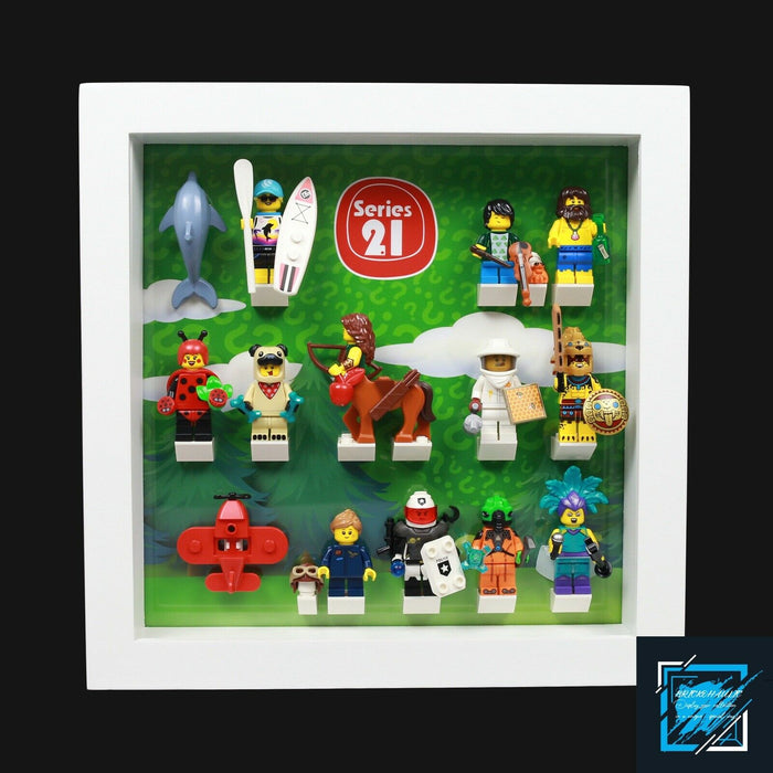 Brickohaulic White Display Frame Case for Series 21 Minifigures 71029