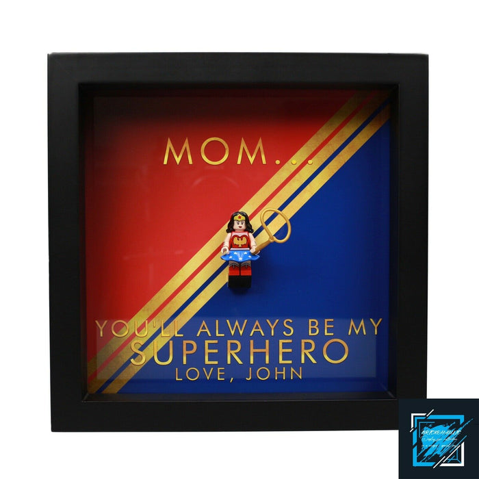 Brickohaulic Personalized Frame Wonder Woman Minifigure Mother, Mom, Wife Gift