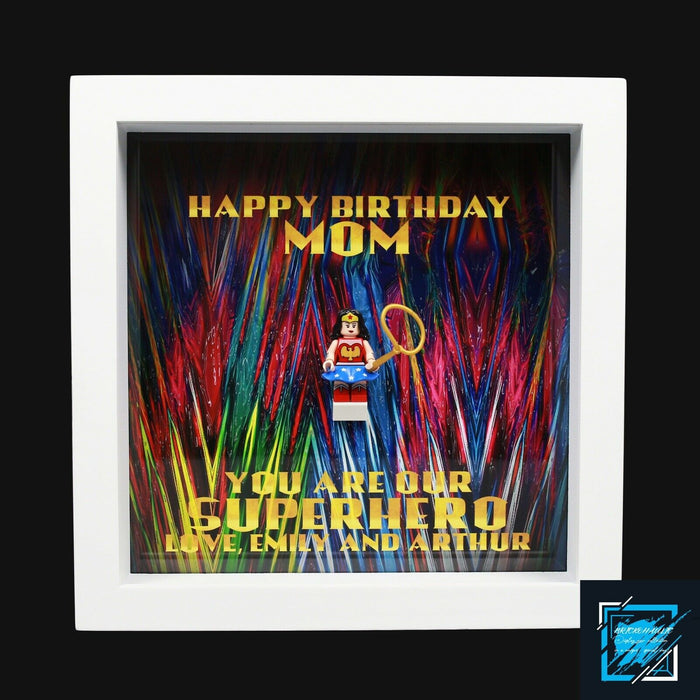 Brickohaulic Personalized Frame Wonder Woman Minifigure Mother, Mom, Wife Gift